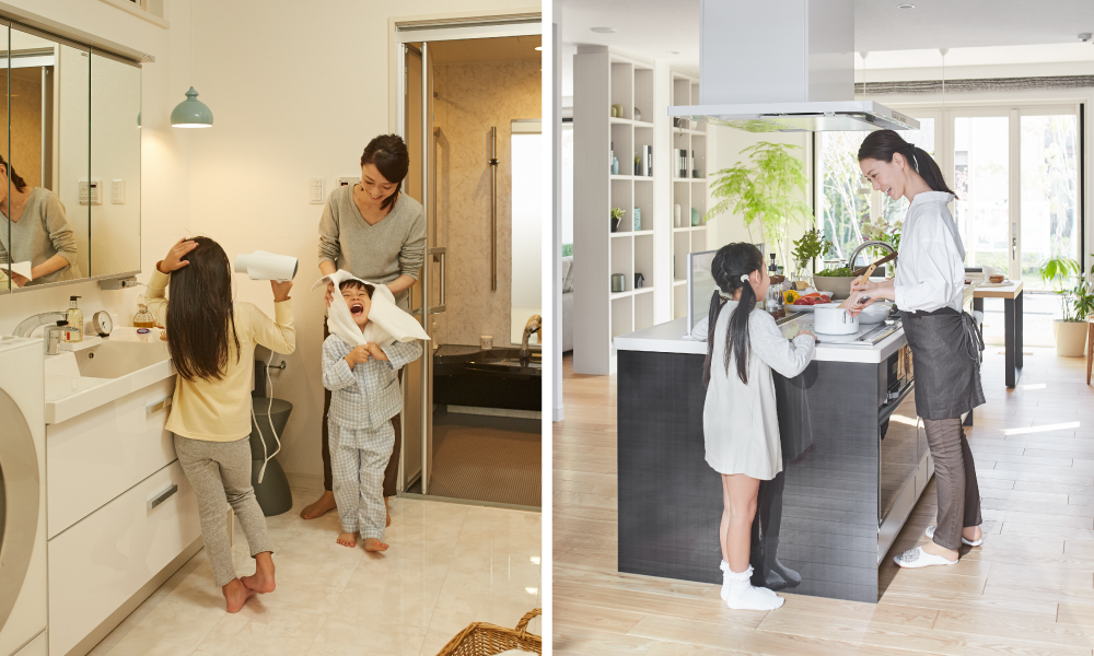 家の中で親子が穏やかに過ごす様子の写真