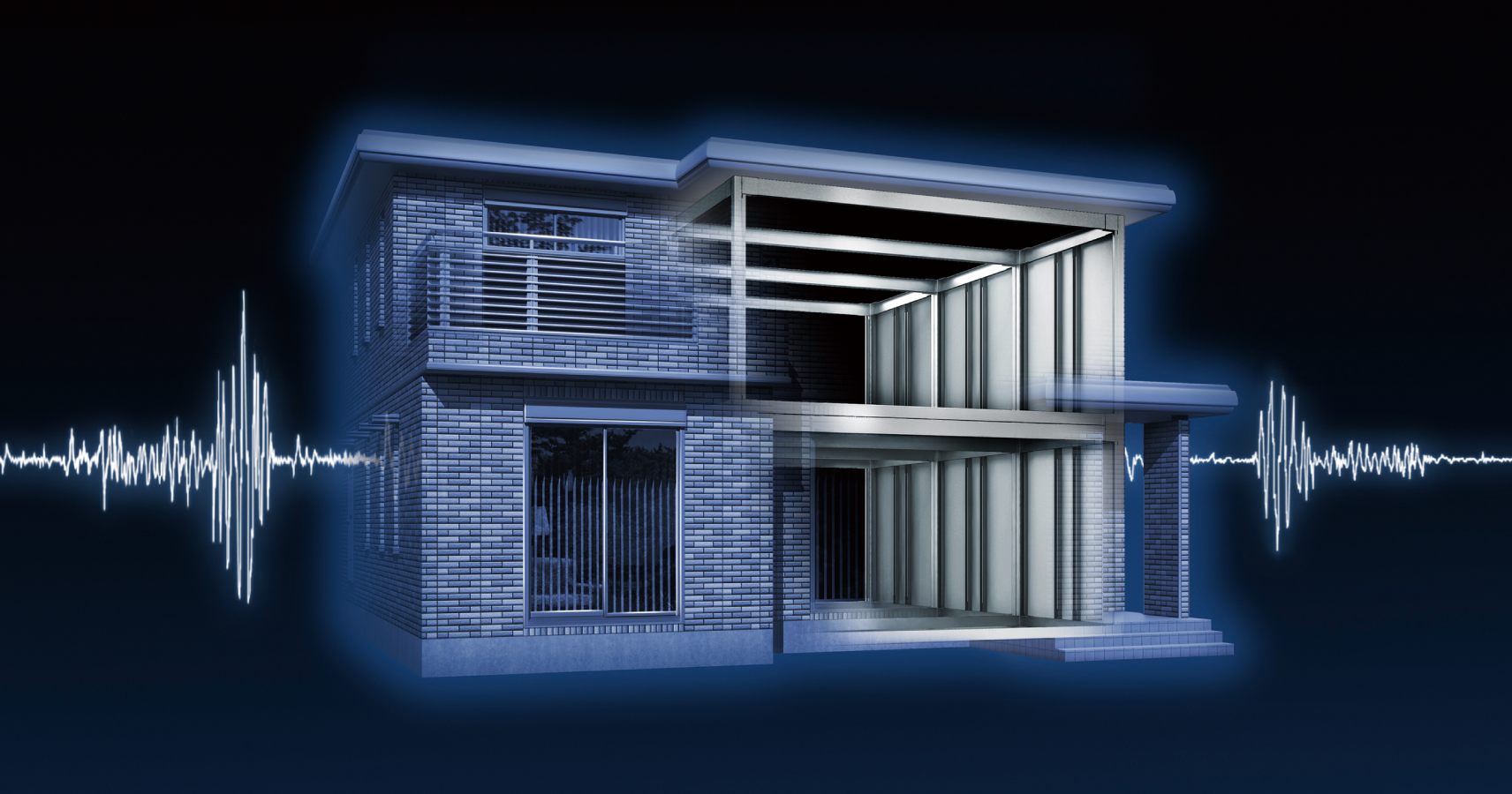 地震の振動を受ける家イメージ写真