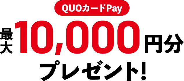 QUOカードPay最大10,000円分プレゼント!