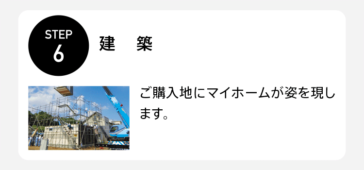 STEP6【建築】ご購入地にマイホームが姿を現します。