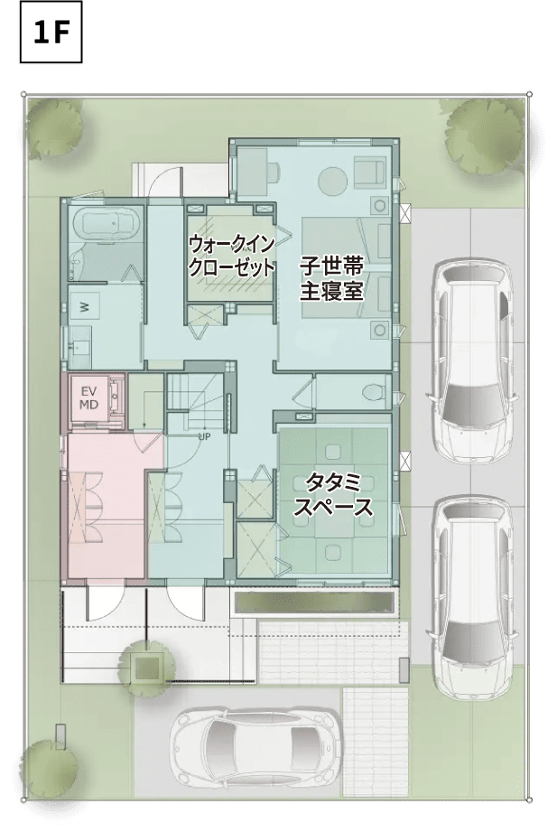 3階建て・部分共有同居：1階間取り図