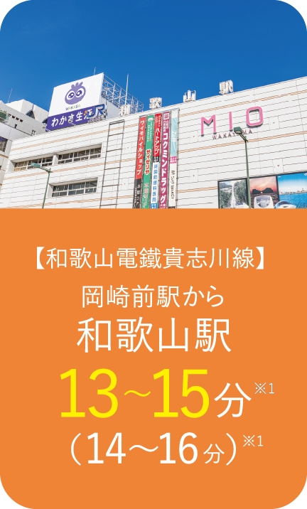 【和歌山電鐵貴志川線】岡崎前駅から和歌山駅13〜15分※1（14〜16分）※1
