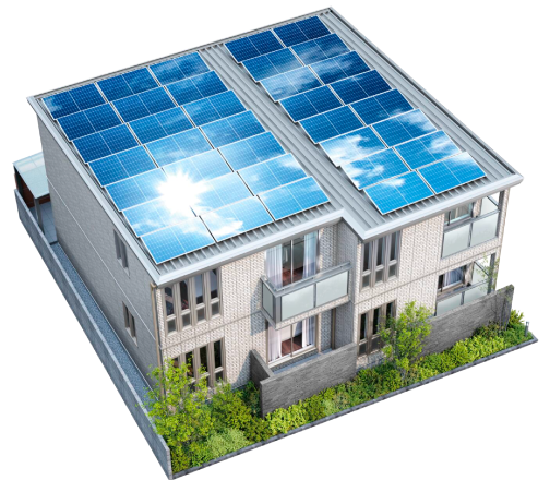 屋根に太陽光パネルが設置されているイメージ写真