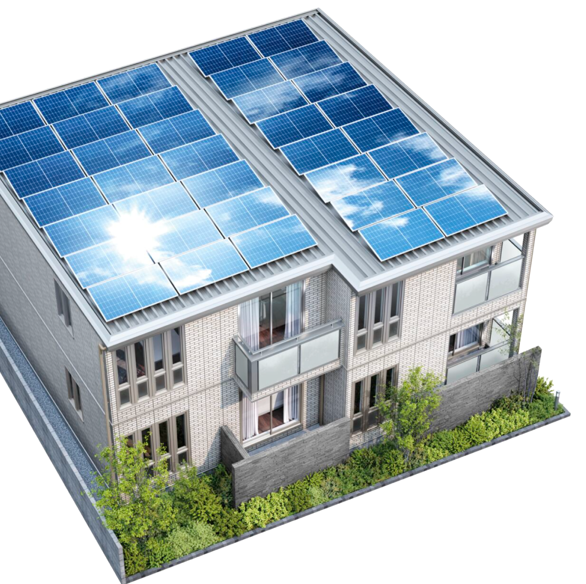 屋根に太陽光パネルが設置されているイメージ写真